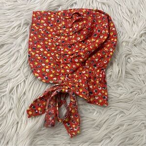 Vintage 70s Handmade Girls Sun Bonnet Hat Floral Cottagecore Prairie Toddlers